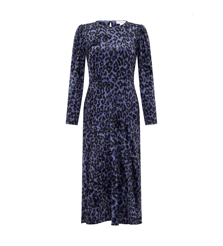 Abel Blue Leopard Velvet Dress