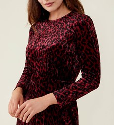 Abel Burgundy Leopard Velvet Dress