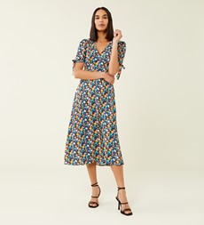Claire Black Daisy Print Midi Dress