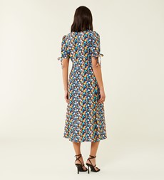 Claire Black Daisy Print Midi Dress