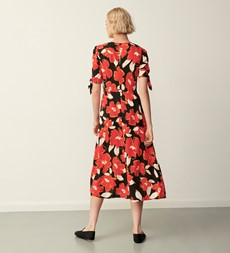 Caley Red Floral Print Midi Dress