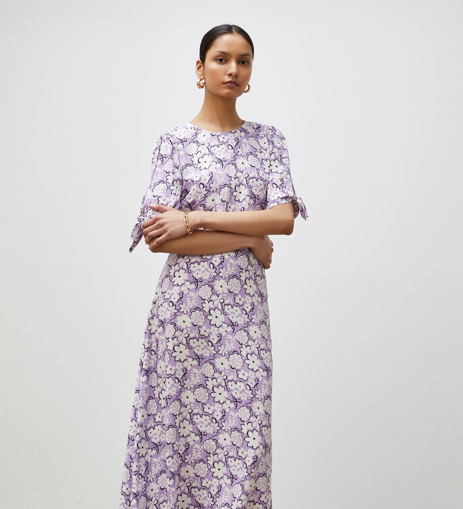 Caley Lilac Floral Print Midi Dress