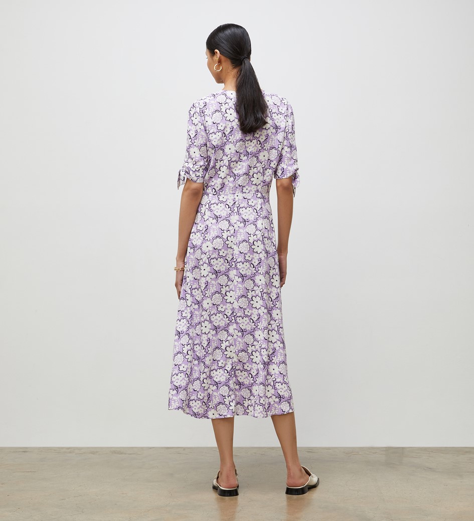 Caley Lilac Floral Print Midi Dress