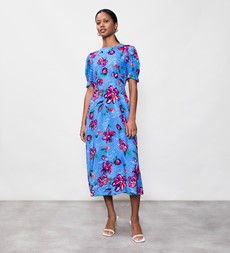 Mela Blue Floral Print Midi Dress