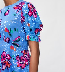 Mela Blue Floral Print Midi Dress