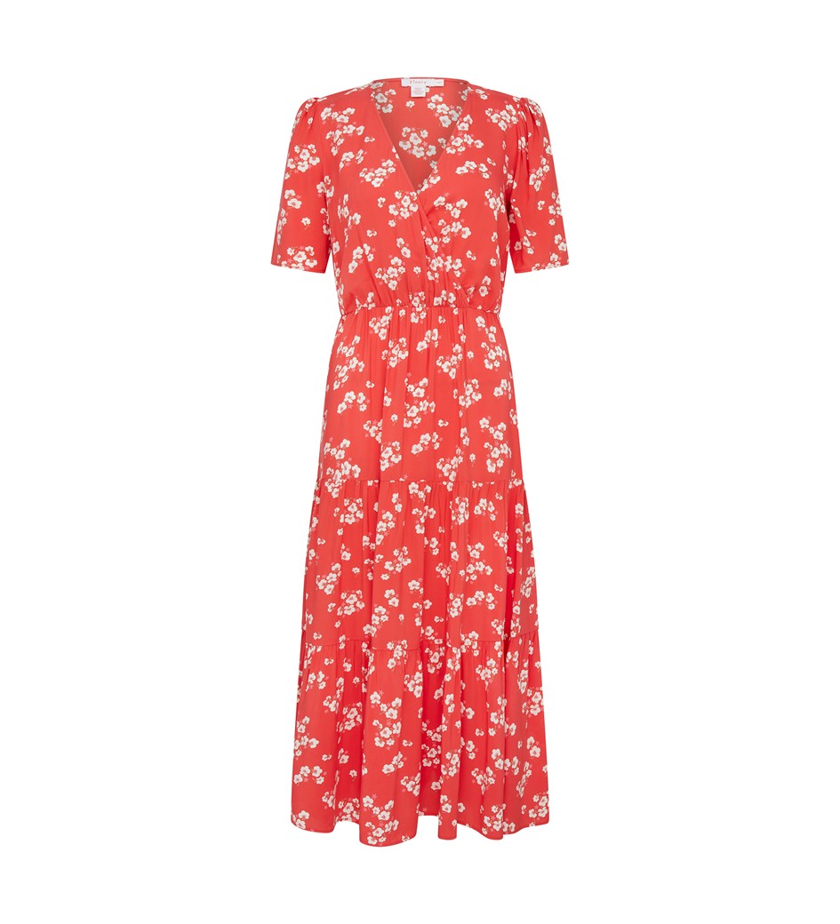 Amara Red Blossom Midi Dress