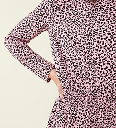 Theo Pink Leopard Print Midi Dress