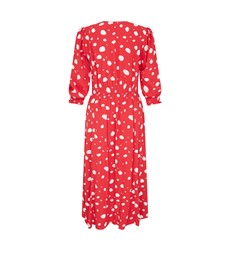 Norla Red Spot Crepe Midi Dress