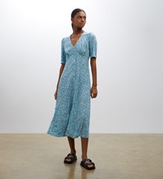 Camilla Blue Daisy Print Midi Dress