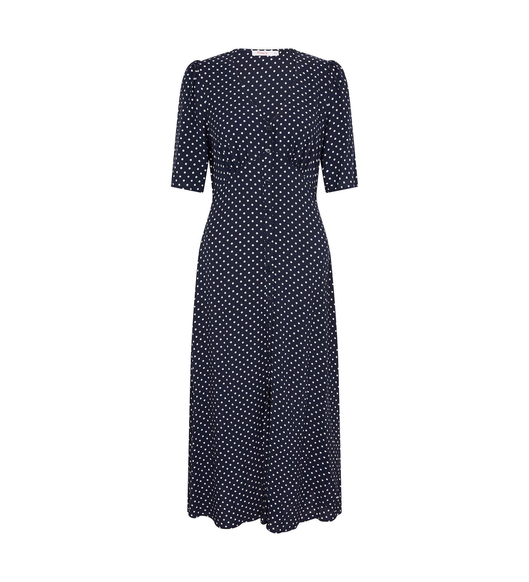 Camilla Navy Spot Print Midi Dress | Finery London