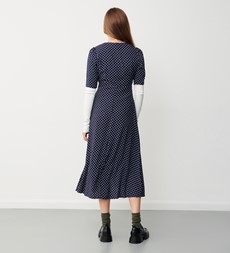 Camilla Navy Spot Print Midi Dress