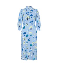 Lisia Blue Petals Midi Shirt Dress