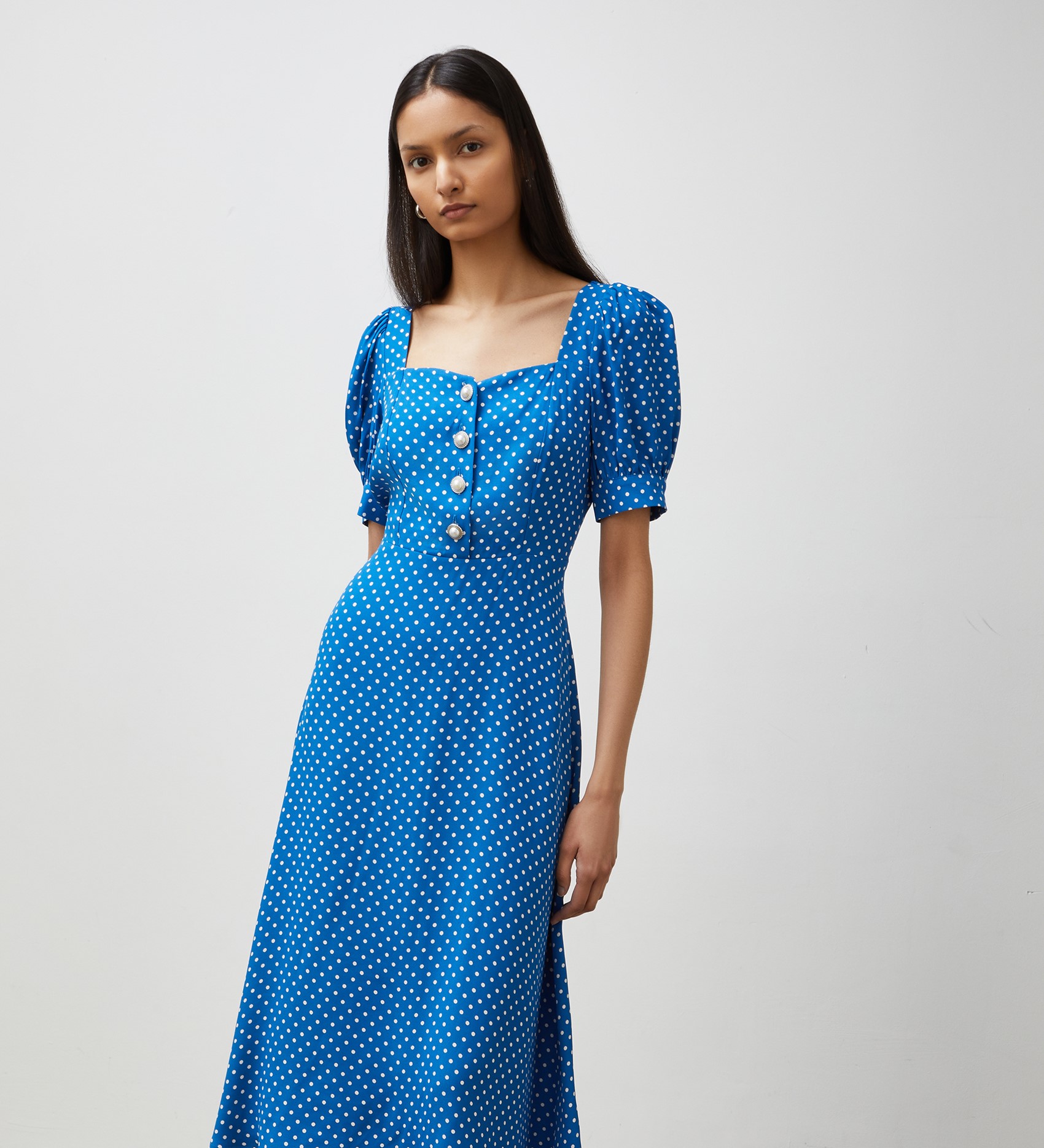 Talise Blue Spot Print Midi Dress Finery London 