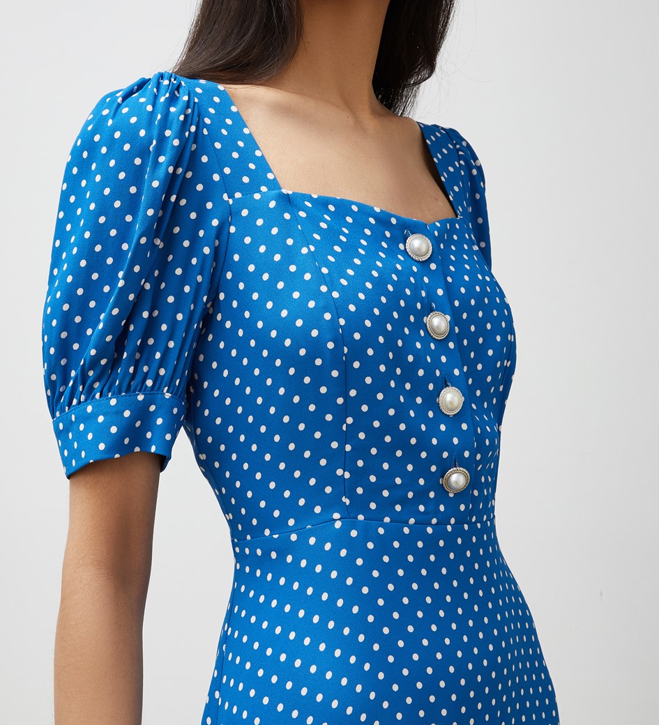 Talise Blue Spot Print Midi Dress