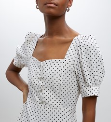 Talise Cream Spot Print Midi Dress