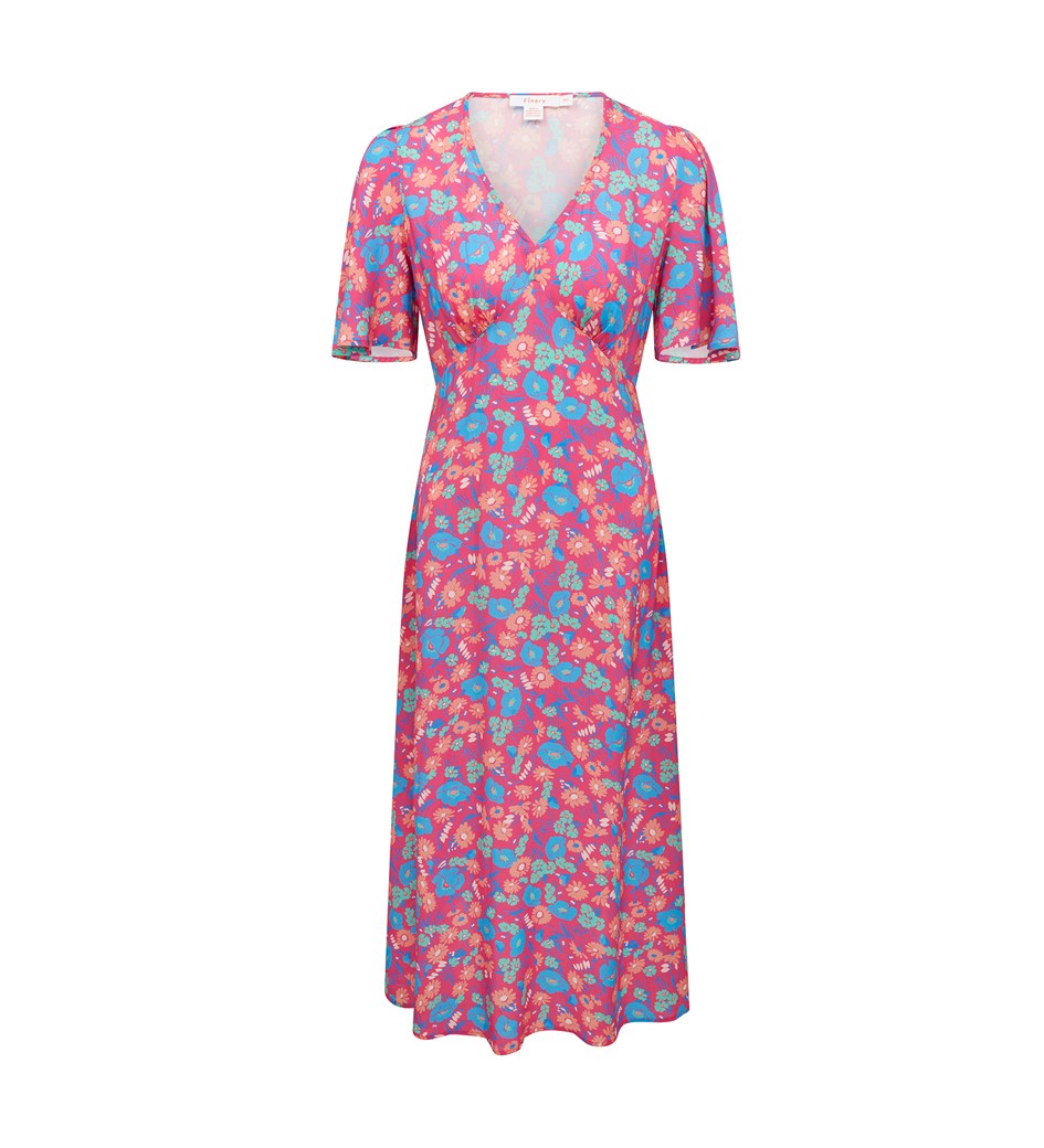Cecile Pink Botanics Midi Dress