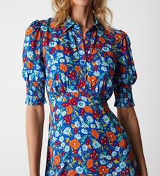 Alissa Blue Botanics Mini Shirt Dress