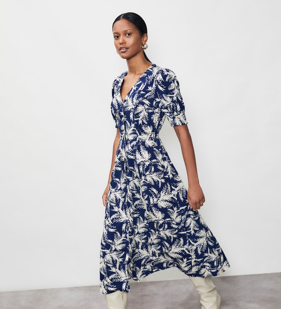 River Navy Mimosa Midi Dress
