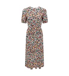 Adelle Black Daisies Midi Dress