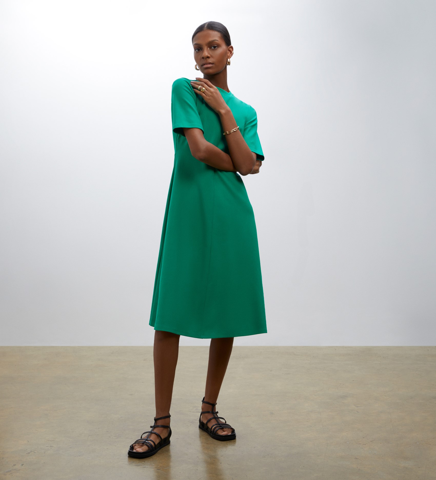 Ioana Green Ponte Jersey Dress | Finery London