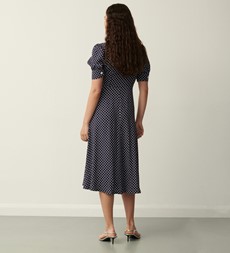 Jaela Navy Spot Midi Shirt Dress