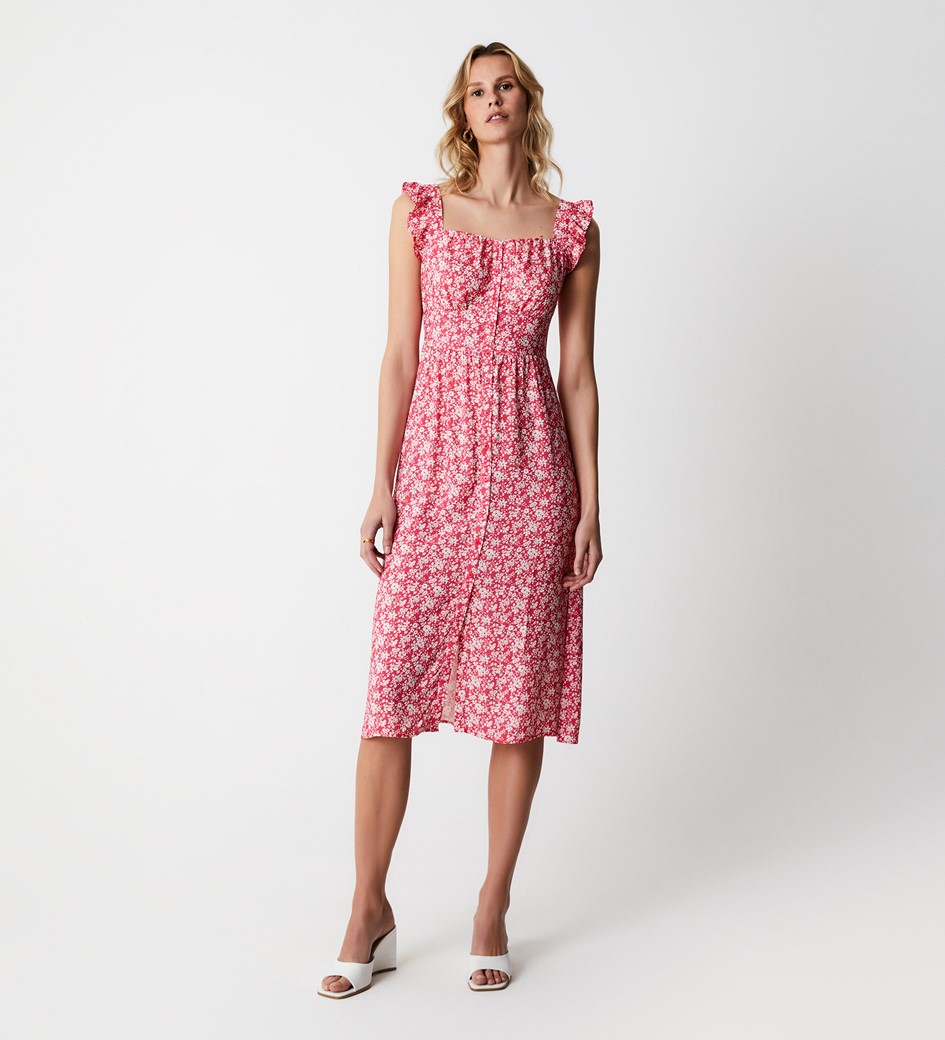 Ania Pink Floral Midi Dress