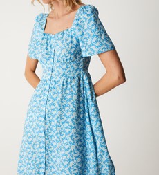 Alyssa Blue Ditsy Mini Dress