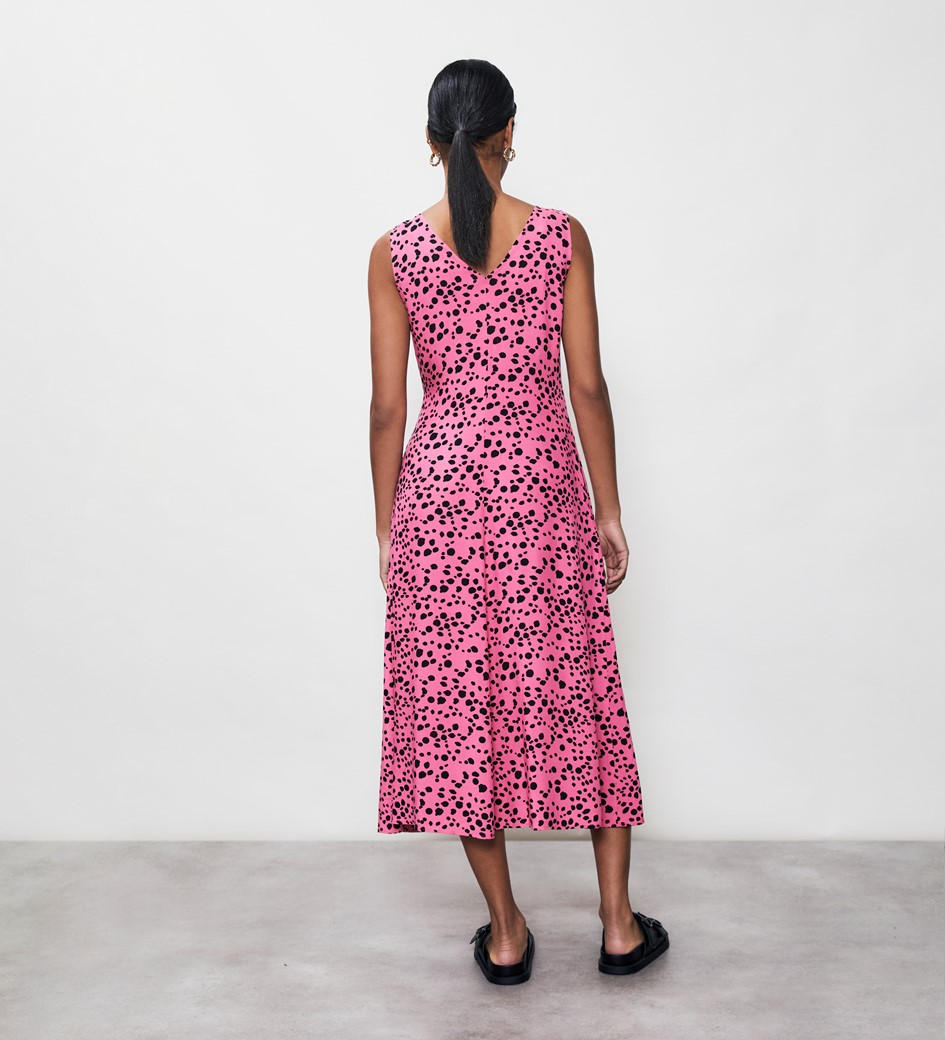 Basia Pink Animal Midi Dress
