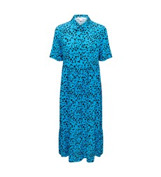 Belva Blue Animal Midi Shirt Dress