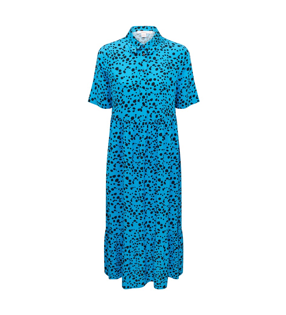 Belva Blue Animal Midi Shirt Dress
