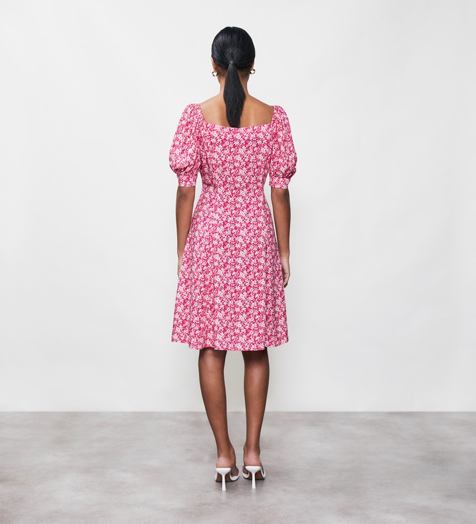 Bayan Pink Floral Midi Dress
