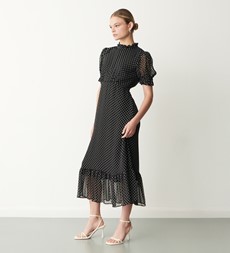 Camile Midi Black Spot Dress