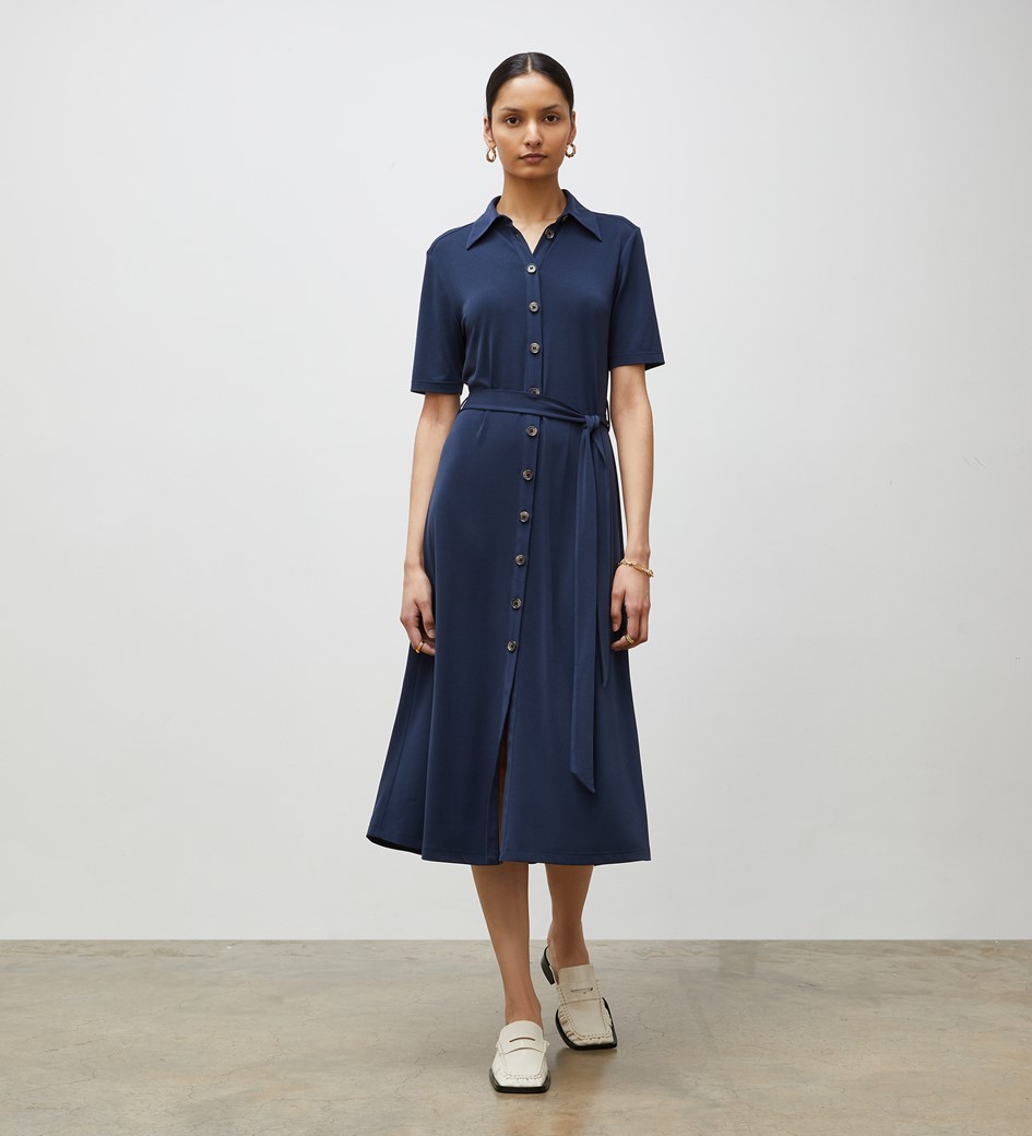 Maddie Navy Jersey Crepe Dress