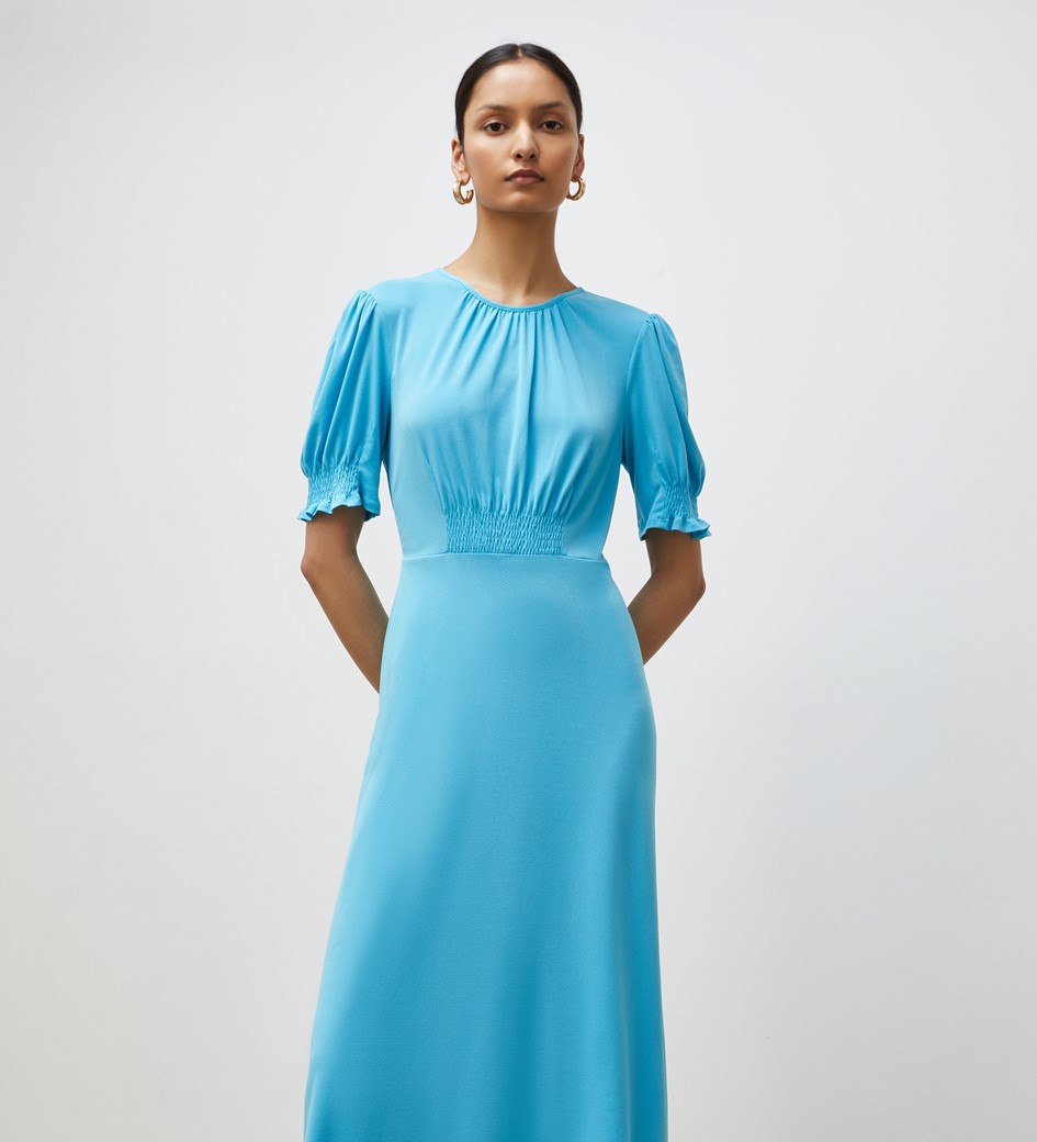 Alina Blue Crepe Midi Dress | Finery London