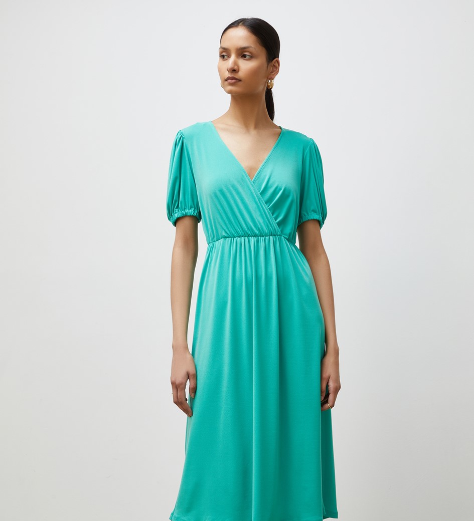Tanya Green Jersey Crepe Midi Dress