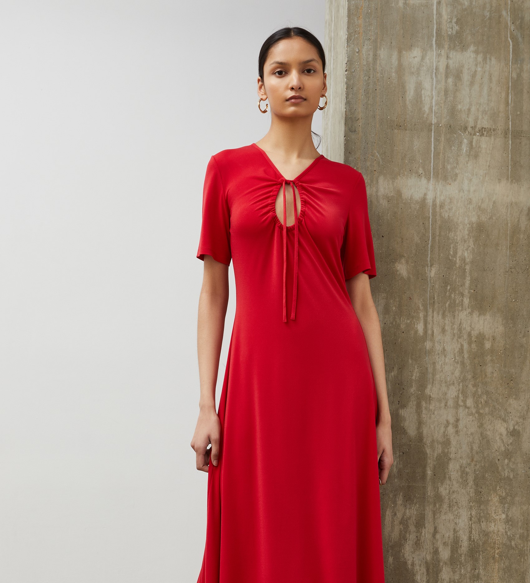 Alice Red Crepe Midi Dress | Finery London