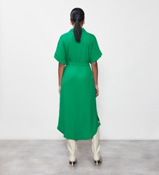 Aldon Green Crepe Midi Shirt Dress