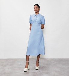 Julia Blue Crepe Midi Shirt Dress
