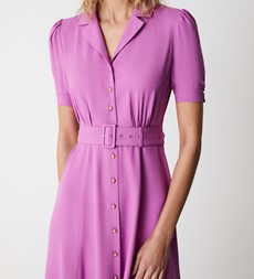 Zara Pink Satin Midi Shirt Dress