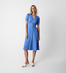 Ulrica Blue Spot Midi Dress