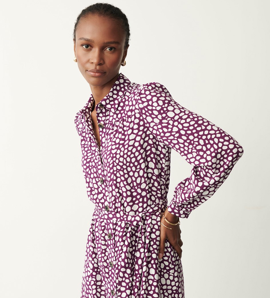 Agrata Purple Spot Midi Dress