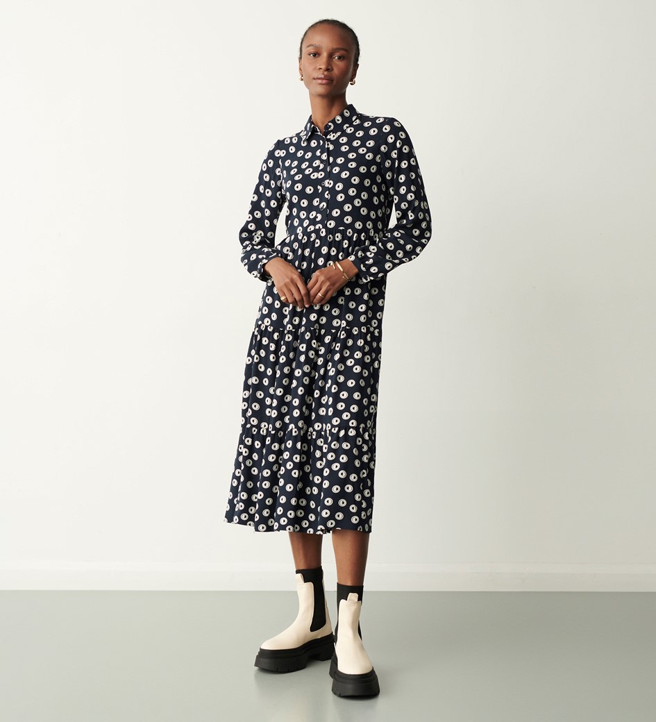 Kalia Navy Circles Midi Dress