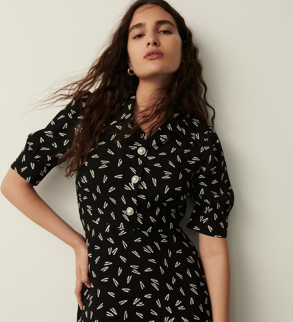 Jaela Black Squiggle Dress