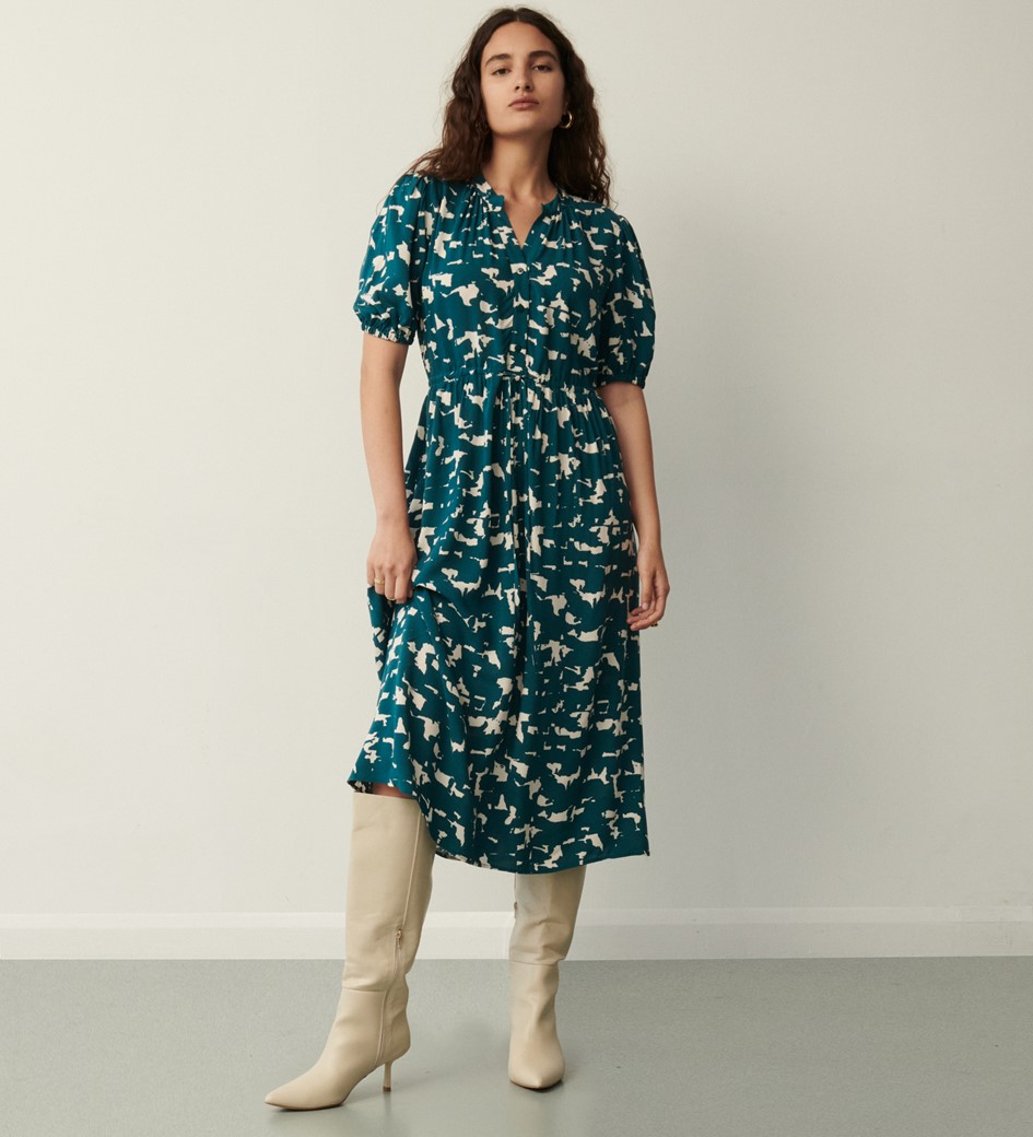 Reese Teal Abstract Midi Dress