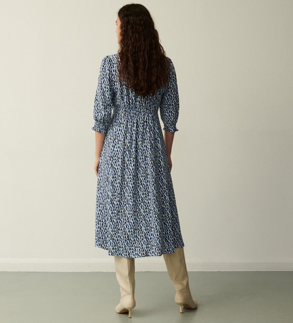 Norla Blue Dashes Midi Dress