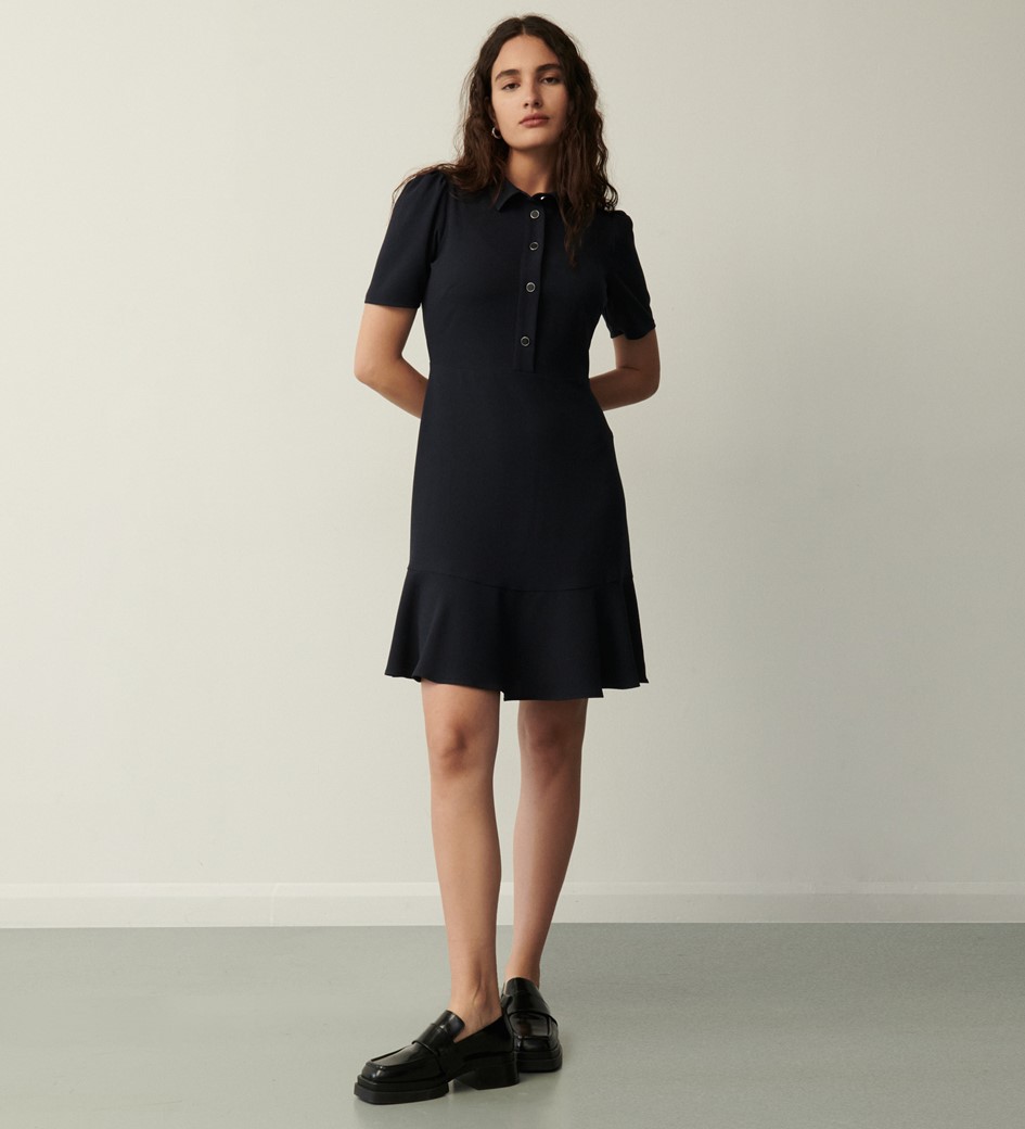 Charlie Navy Collar Knee Length Dress
