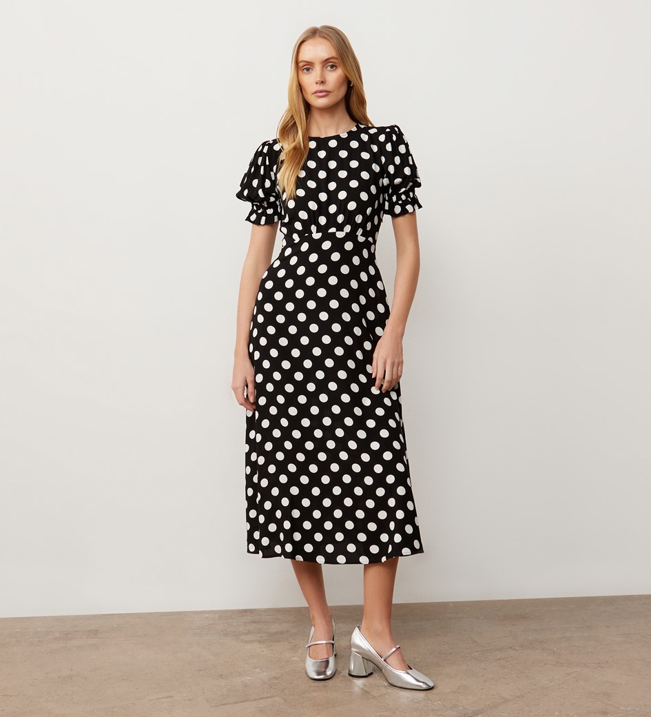 Mela Black Spot Midi Dress Finery London 0035