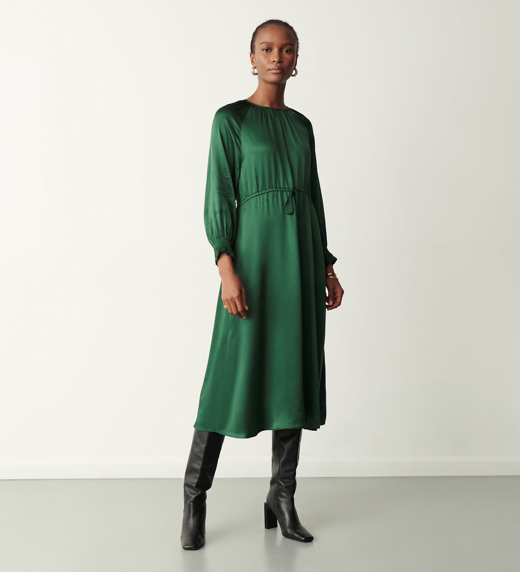 Zara green best sale midi dress