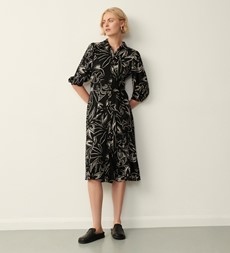 Amaya Black Botanica Midi Dress