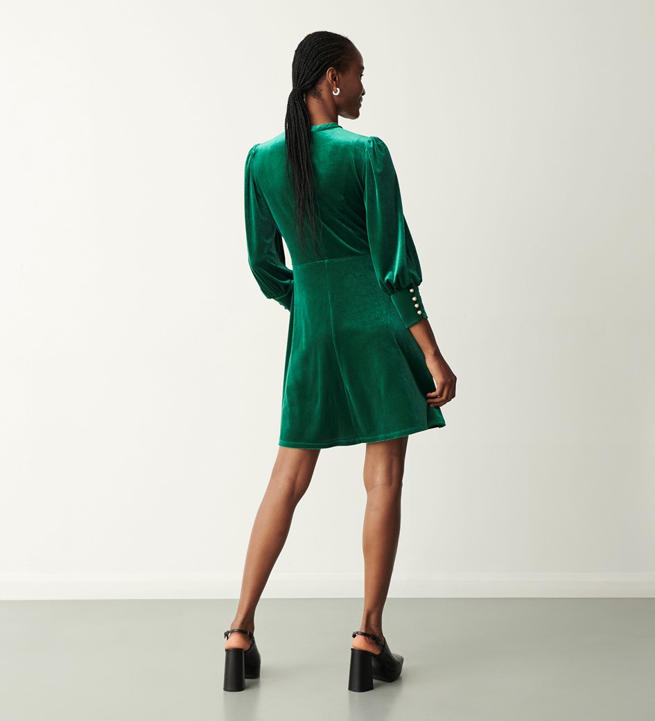 Martina Green Velvet Knee Length Dress